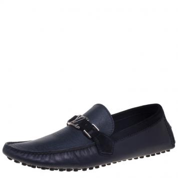 Pre Owned Louis Vuitton Black Leather Driver Loafers Size 42.5