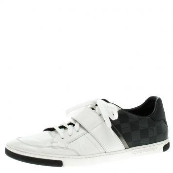 Pre Owned Louis Vuitton Monochrome Damier Graphite Canvas And Leather Sneakers Size 42.5