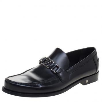 Pre Owned Louis Vuitton Black Leather Major Loafers Size 42