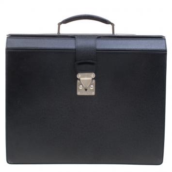 Pre Owned Louis Vuitton Black Taiga Leather Serviette Fermoir Briefcase 