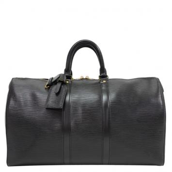 Pre Owned Louis Vuitton Black Epi Leather Keepall 45