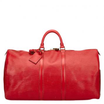 Pre Owned Louis Vuitton Red Epi Leather Keepall 55