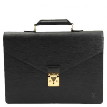 Pre Owned Louis Vuitton Black Epi Leather Serviette Conseiller Business Bag