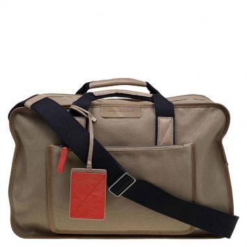 Pre Owned Marc by Marc Jacobs Light Brown Canvas Trimmed Leather Duffel Bag