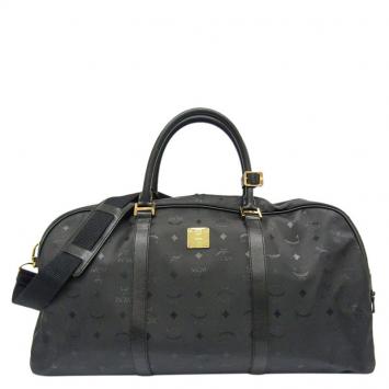 Pre Owned MCM Black Visetos PVC Duffle Bag