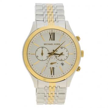 Pre Owned Michael Kors White Stainless Steel MK8306 Men's Wristwatch 45MM