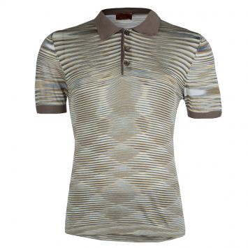 Pre Owned Missoni Multicolor Striped Knit Polo T-Shirt L