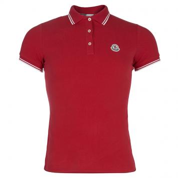 Pre Owned Moncler Red Logo Patch Polo T-Shirt M