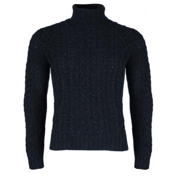 Pre Owned Moncler Men's Grey Turtleneck Cable-knit Pullover M