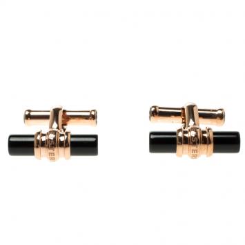 مملوكة مسبقًا Montblanc Meisterstuck Rose Gold-Tone PVD Onyx Cufflinks 
