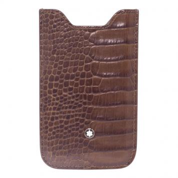 Pre Owned Montblanc Brown Croc Embossed Leather Meisterstuck iPhone 4/4S Case 