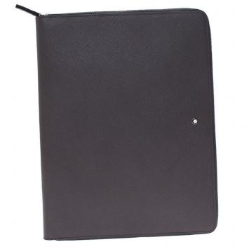 Pre Owned Montblanc Grey Leather Tablet Zip Around Pouch