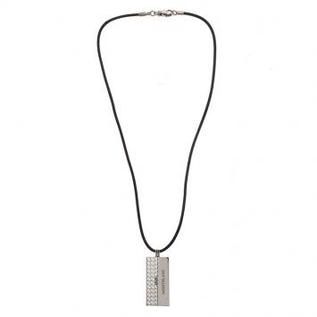 Pre Owned Montblanc Graphic Tag Steel Pendant Leather Cord