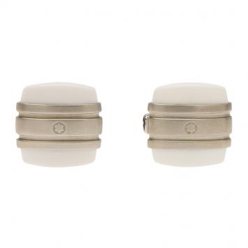 مملوكة مسبقًا Montblanc Iconic White Agate Steel Cufflinks