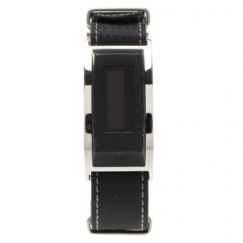 Pre Owned Montblanc Black Stainless Steel and Leather E-Strap