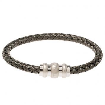 Pre Owned Montblanc Men's Contemporary Collection Silver Woven Bracelet Medium