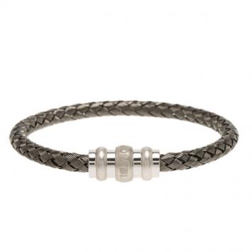 Pre Owned Montblanc Men's Contemporary Collection Silver Woven Bracelet Medium