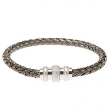 Pre Owned Montblanc Men's Contemporary Collection Silver Woven Bracelet 18cm