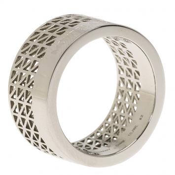 Pre Owned Montblanc Graphic Cutout Steel Band Ring Size 62