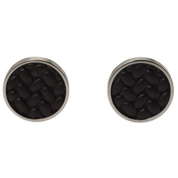 Pre Owned Montblanc Grains de Riz Brown Bull Hide Inlay Stainless Steel Cufflinks