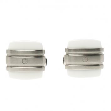 Pre Owned Montblanc Classic Collection White Agate & Stainless Steel Cufflinks