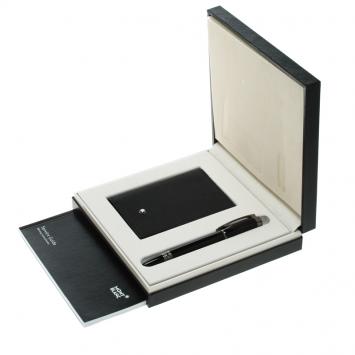 Pre Owned Montblanc StarWalker Midnight Fineliner Pen and Business Card Holder Set