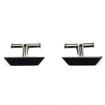 Pre Owned Montblanc Iconic Lines Blue & Black Lacquer Steel Bar Cufflinks