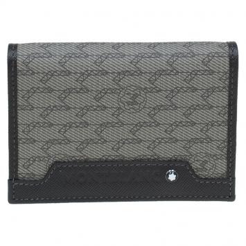 Pre Owned Montblanc Brown Leather and Monogram Canvas Card Holder 