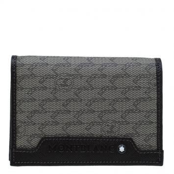 Pre Owned Montblanc Brown Leather and Monogram Canvas Card Holder