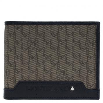 Pre Owned Montblanc Blue Coated Canvas and Leather Signature Bifold Wallet