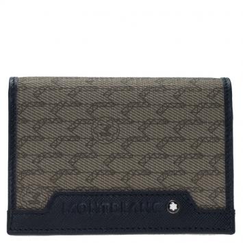 Pre Owned Montblanc Blue Coated Canvas and Leather Signature Card Holder