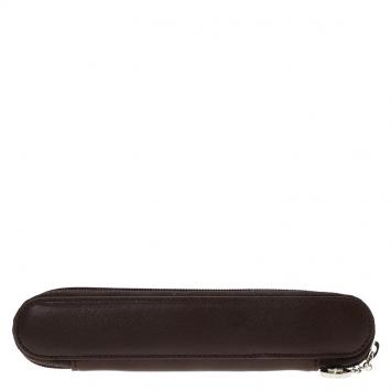 Pre Owned Montblanc Brown Leather Lady Star Zip Pen Pouch