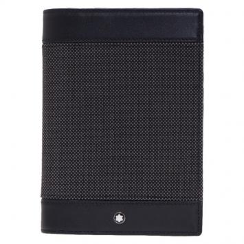 مملوكة مسبقًا Montblanc Black Leather and Woven Jacquard Passport Holder