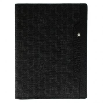 مملوكة مسبقًا Montblanc Black Leather and Signature Canvas Passport Holder 