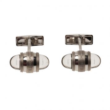 Pre Owned Montblanc Silver and Black Stainless Steel Urban Walker Men's Cufflinks