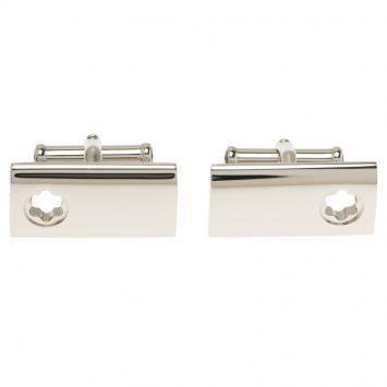 Pre Owned Montblanc Sterling Silver Rectangular Star Cut Cufflinks