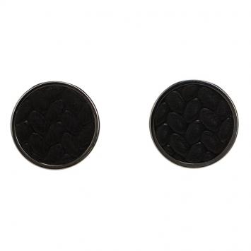 Pre Owned Montblanc Monograin Brown Leather Inlay Steel Cufflinks