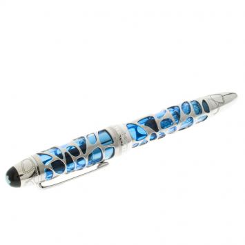 Pre Owned Montblanc Meisterstuck Solitaire Blue Hour Skeleton Fountain Pen, with 18k Gold Nib