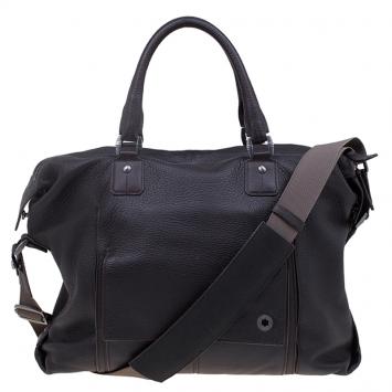 Pre Owned Montblanc Dark Brown Soft Grained Leather Meisterstuck Tote 