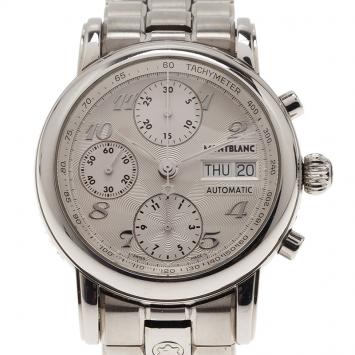 Pre Owned Montblanc Silver Stainless Steel Star Men's Wristwatch 37MM