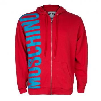 Pre Owned Moschino Men's Red Logo Hooded Jacket M