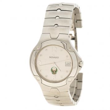 Pre Owned Movado White Stainless Steel UAE Logo Sports Limited Edition Men's Wristwatch 42mm