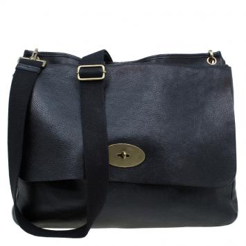 Pre Owned Mulberry Black Leather Messenger Bag