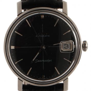 Pre Owned Omega Black Stainless Steel Seamaster Men's Wristwatch 34MM