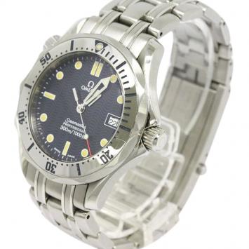 Pre Owned Omega Blue Stainless Steel Seamaster Men's Wristwatch 36MM