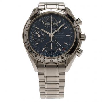Pre Owned Omega Black Stainless Steel Speedmaster Men's Wristwatch 38MM