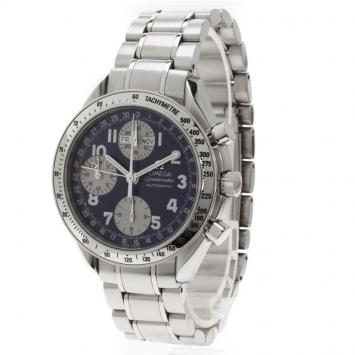 Pre Owned Omega Blue Stainless Steel Speedmaster Men's Wristwatch 39MM