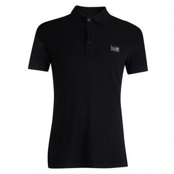 Pre Owned Philipp Plein Black Embellished Skull Motif Polo T-Shirt L