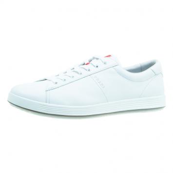 Pre Owned Prada Sport White Leather Lace Up Platform Sneakers Size 45