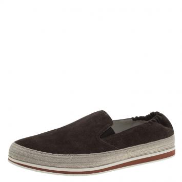 Pre Owned Prada Sport Brown Suede Espadrille Sneakers Size 41.5